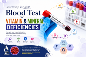 Blood Test for Vitamin & Mineral Deficiencies – lab blood sample testing vitamin D, B12, iron, calcium, magnesium, and zinc deficiencies